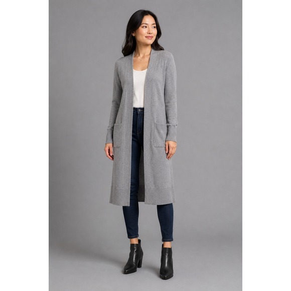 Halogen Sweaters - Halogen Cardigan Women XXS Petite Longline Open Front Wool Cashmere Minimalist